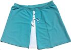 "Tail" Turquoise & White Knit Tennis Skirt w Front Laces, Size M Medium 15" Long