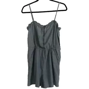 MADEWELL Womens Romper LAKESHORE Blue Chambray Spaghetti Strap Zip Shorts Small - Picture 1 of 7