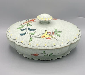 Lenwile China Ardalt Japan Covered Textured Dish Handpainted Floral Design - Picture 1 of 6
