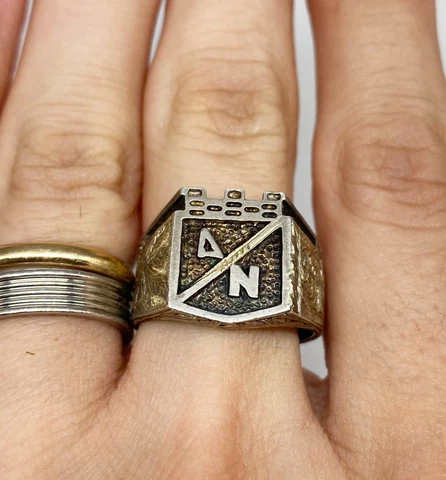 RARE Vtg 1980s Sterling ATLETICO NACIONAL Colombia Soccer MEN’S SIGNET RING Cover