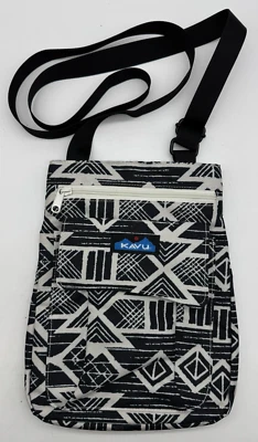 KAVU For Keeps Crossbody Purse Bag Carbon Tribal Pattern Retired Black White - Image 1 of 4