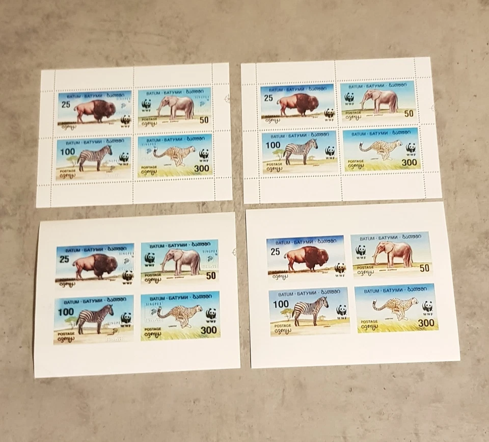 BATUM -ANIMALES SALVAJES -WWF -ELEFANTES-2 M/HOJAS Y 2 M/SOBREIMPRESIÓN DE HOJA MNH Foto 1 de 1