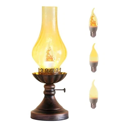 Vintage Table Lamp - 3 - Mode Dimmable Retro Rustic Desk Lamp with Crackle Gl... - Image 1 of 4