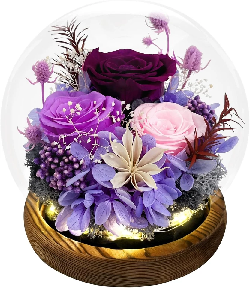 Gifts for Mom Women Birthday Preserved Flowers in Glass Dome Forever Fresh Flowe