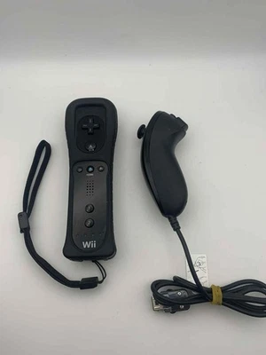 Official Nintendo Wii Remote + Nunchuck (Black) – Tested & Working  - Image 1 of 4