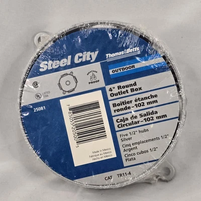 Thomas & Betts Steel City TR11-4 4" Exterior Redondo Outlet Box NUEVO STOCK ANTIGUO Foto 1 de 4