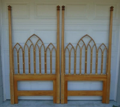 Высокая пара Ficks Reed TWIN размер изголовья ротанговый собор Вест-Индия 2 бамбука - Изображение 1 из 4