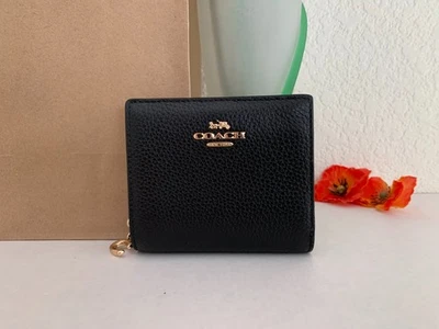 NWT Coach C2862 Snap Wallet in Refine Pebble Leather Black - Image 1 of 4