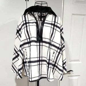 NY & CO Stylish Plaid Poncho Women sz Medium Slit Sleeves Mob Wife Housewive  - Picture 1 of 11
