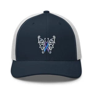 Sombrero de cinta de concienciación sobre el suicidio, prevención del suicidio mariposa sombrero de camionero - Imagen 1 de 15