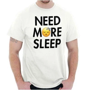 Funny Emoticons Need More Sleep Lazy Humor Womens or Mens Crewneck T Shirt Tee - Picture 1 of 8