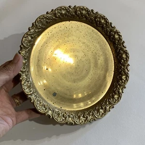Antique ornate floral brass tray platter - Picture 1 of 14