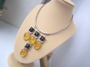 GORGEOUS 925 SOLID STERLING SILVER NATURAL HONEY AMBER PENDANT 17.5" NECKLACE - Picture 1 of 6