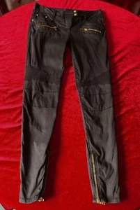 BALMAIN PARIS EDLE MOTO BIKER HOSE CHINO LM GR: 36/38 BLACK & GOLD - Bild 1 von 13