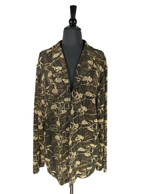 Cárdigan French Laundry Negro Multicolor Abstracto Tejido Gancho Ojo Talla 2X Foto 1 de 4