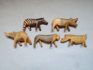 Hand Carved African Wooden Animals - Lot of 5 - Picture 1 of 2