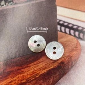10x Natural Shell Flat Buttons 2-hole Garment DIY Shirt Sewing Craft White Round - Picture 1 of 6