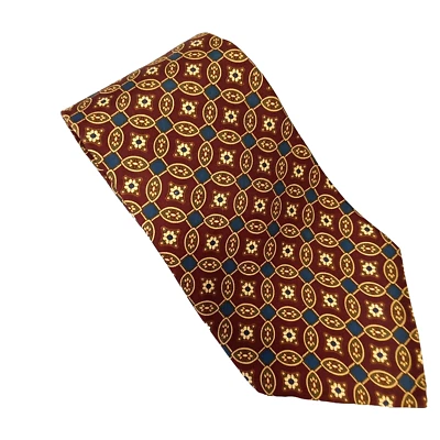 Corbata ejecutiva Tommy Hilfiger de seda para hombre granate azul marino dorado geométrico 4 x 58 Foto 1 de 4