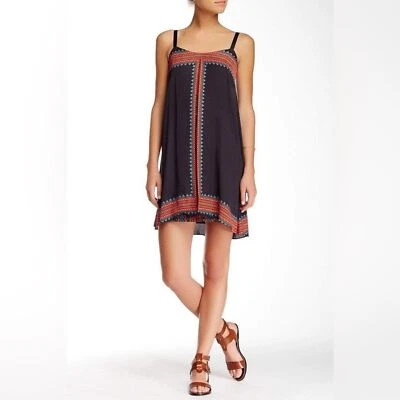 Muse l Box Pleated Geometric Trapeze Navy Blue/Orange/Turquoise Dress Size 4 - Image 1 of 4