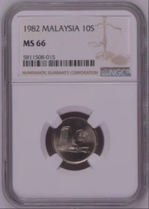 Malaysia 1st Series (1982) 10 Sen 10 Cents (NGC-MS66) - Picture 1 of 2