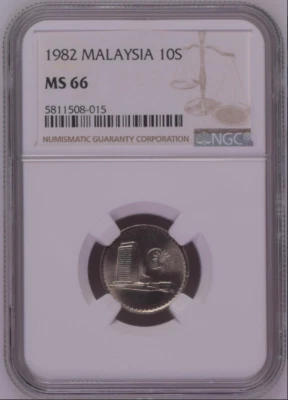 Malaysia 1st Series (1982) 10 Sen 10 Cents (NGC-MS66) - Image 1 of 2