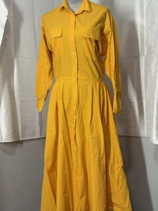Vintage 80’s Alain Toussaint Yellow Shirt Dress Size 8 - Picture 1 of 12