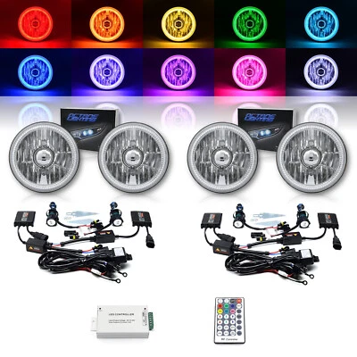 5-3/4" RF RGB SMD LED Color Change Halo Shift Angel Eye 6000K HID Headlights Set - Image 1 of 4