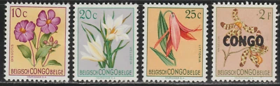 Congo Belga 1952-60 SC# 263, 265, 266, 331 - Flores en colores naturales M-H #12 Foto 1 de 2