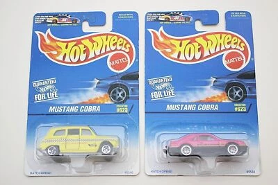 1996 Hot Wheels Error Card/Car 'MUSTANG COBRA' / London Taxi Both Versions RARE - Image 1 of 4