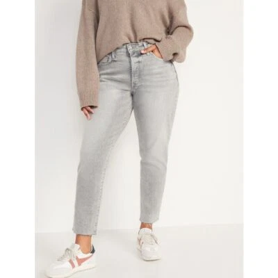Old Navy Women’s High-Waisted Straight Leg Jeans Gray - Image 1 of 4