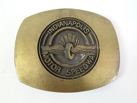 Indianapolis Motor Speedway Wings Wheel & Flags Logo Bronze Belt Buckle Cover