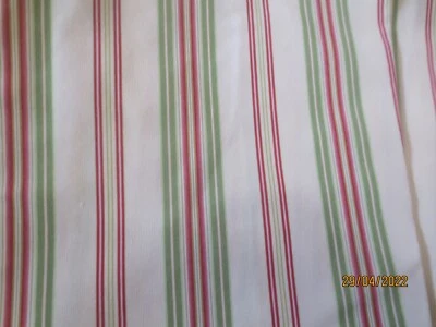 5 cuts 26 x 26" Cushion Home Decor Fabric Red Green stripes on Beige Plus strips - Image 1 of 4