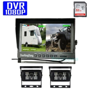 2x HD 1080P 18LED IR Reverse Backup Rear View Camera + 9" DVR Recorder Monitor - Picture 1 of 13