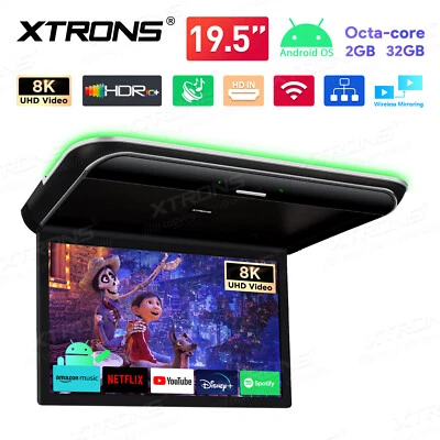 19.5" Android 2+32G Car TV Roof Flip Down Monitor HDMI 8K Video WiFi Mirror Link - Image 1 of 4