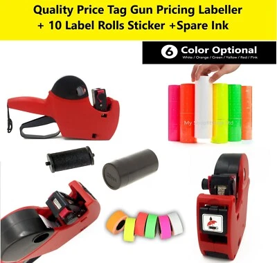 New Price Tag Gun Pricing Labeller + Label Rolls Sticker + Spare Ink Shop Retail - Image 1 of 4