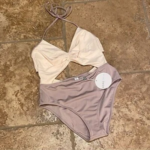 NWT~KORESWIM Flora Maillot Crema Mauve One Piece Swimsuit Size Large - Picture 1 of 9