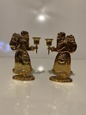 Vintage Style Gold Plated Santa Claus Candle Holder