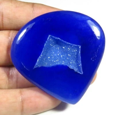 Cabinas de ónix con ventana de corazón azul 47x47 mm gemas de geoda de ónix ágata druzy natural OD-1136 Foto 1 de 4