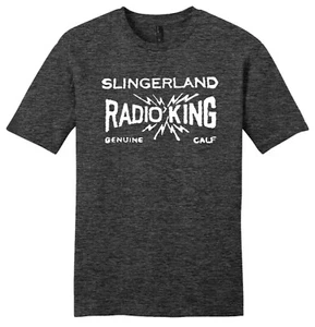 Slingerland Radio King Genuine Calf Vintage TRI-BLEND Tee Shirt - Black Heather - Picture 1 of 2