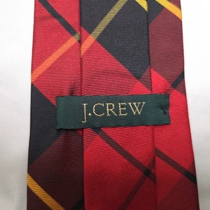 Cravatta J Crew rossa a righe a quadri in seta 3,75"x58" Made in USA - Foto 1 di 7
