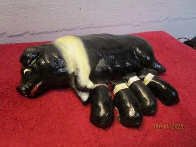 Cerdo y lechones de hormigón vintage enfermería 5 piezas total limpio decoración retro jardín Foto 1 de 4