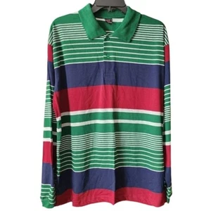 NWT Pure Vintage Men's XL Striped Colorblock Long Sleeve Polo Shirt - Picture 1 of 6