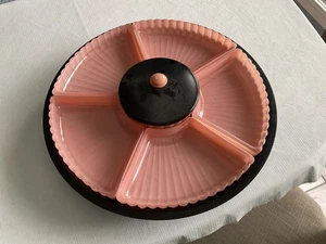 Lazy Susan 6-tray, pink & black PERFECT condition, retro, over 70 years old - Picture 1 of 3