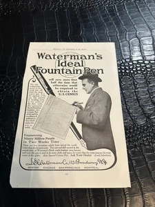 REVISTA DE PRINCIPIOS DE 1900 ANUNCIO #A7-074 PLUMA ESTILOGRÁFICA WATERMAN - Imagen 1 de 1