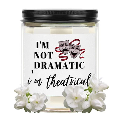 Presentes de teatro musical Broadway 7 oz vela perfumada comédia tragédia máscaras jasmim... - Imagem 1 de 4