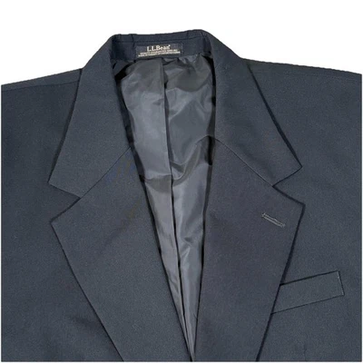 LL Bean Black Microfiber Gold Buttons Sportcoat Jacket Blazer (Fits Chest 50) - Image 1 of 4