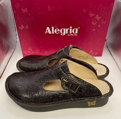 Zuecos Alegria Talla 39 EE. UU. 9-9,5 Melaza Marrón Clásicos Zapatos de Cuero Usado en Excelente Condición Foto 1 de 4