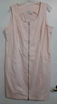 Together Sz 16 Blush Pink Denim Jumper Midi Dress Sleeveless-Full Zip NWT  - Image 1 of 4