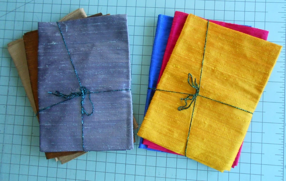 Paquete de 6 cuartos de grasa de tela de tafetán de seda pura FQ Foto 1 de 3