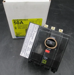 SQUARE D QOB350-1021 3P 50A 240V SHUNT TRIP BOLT ON CIRCUIT BREAKER SAMEDAYSHIP - Picture 1 of 5